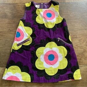 Mini Boden floral corduroy jumper dress size 4-5